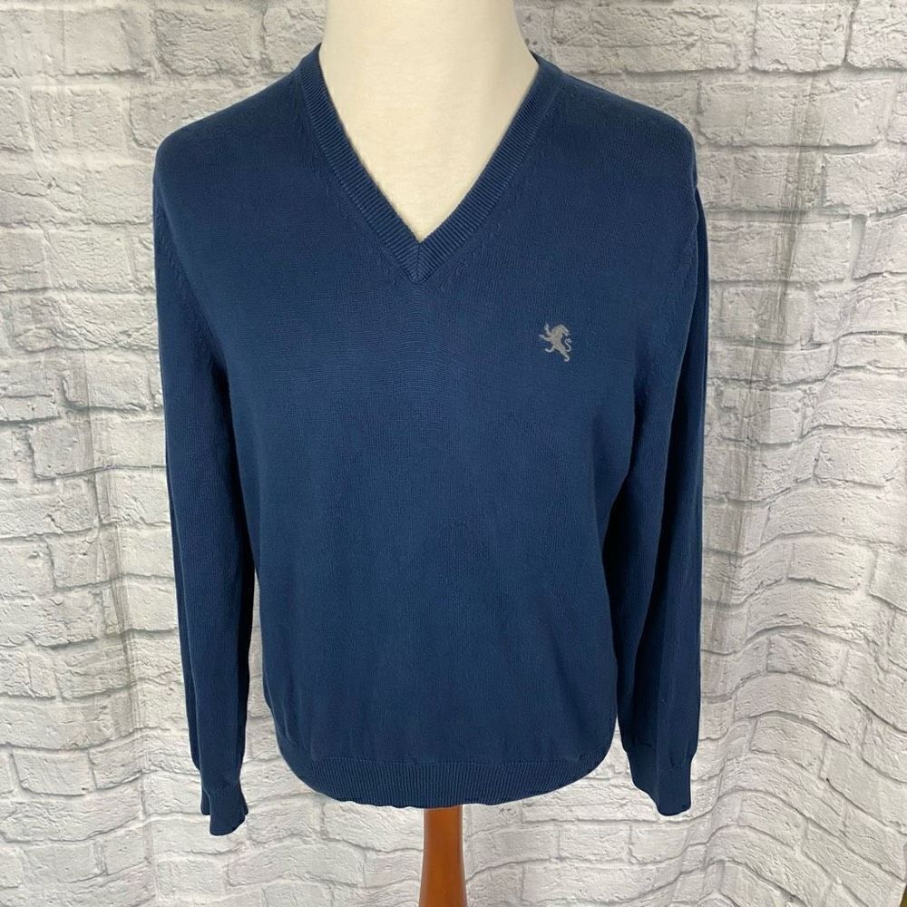 Express men sz Large V-neck longsleeve sweater navy blue